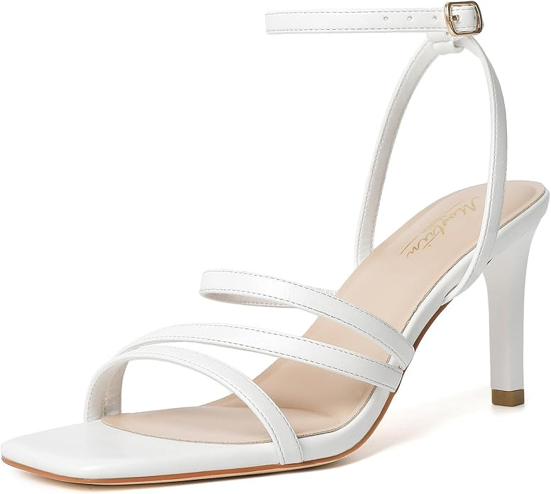 Mostrin Womens Sandals Strappy Heels for Women Ankle Strap Lace Up Square Open Toe Heels Tie Up S... | Amazon (US)