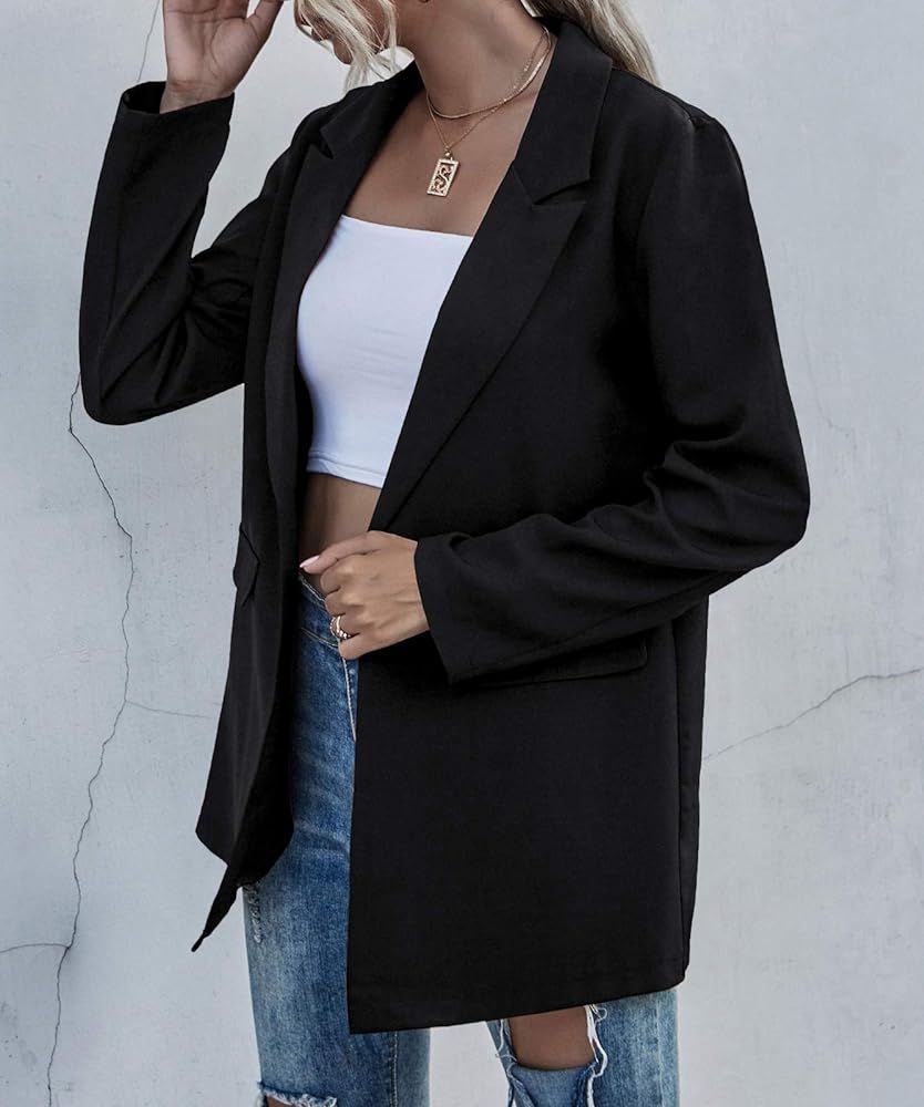 Womens Work Casual Oversized Blazers Long Sleeve Open Front Office Business Jackets | Amazon (US)