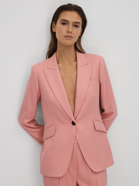 Reiss Pink Millie Tailored Single Breasted Suit Blazer | Reiss UK