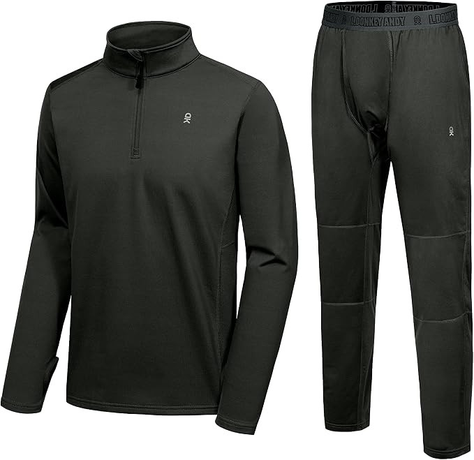 Little Donkey Andy Men's Winter Fleece Pajama Set Warm Long Sleeve Pjs Quarter Zip Sleepwear Loun... | Amazon (US)