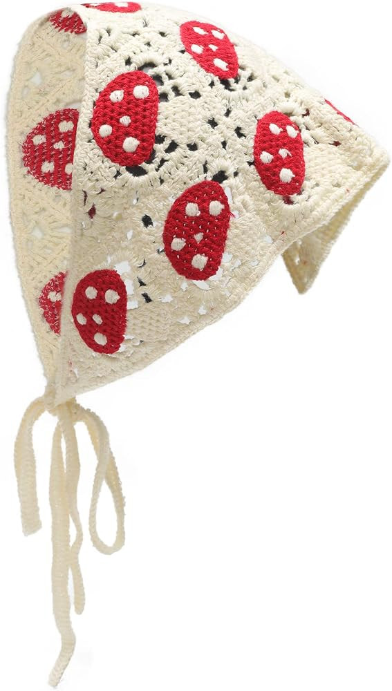 ZLYC Women Cotton Triangle Head Scarf Crochet Hair Bandanas Handmade Kint Turban | Amazon (US)