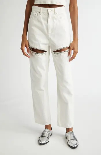 Crystal Slit Straight Leg Jeans | Nordstrom