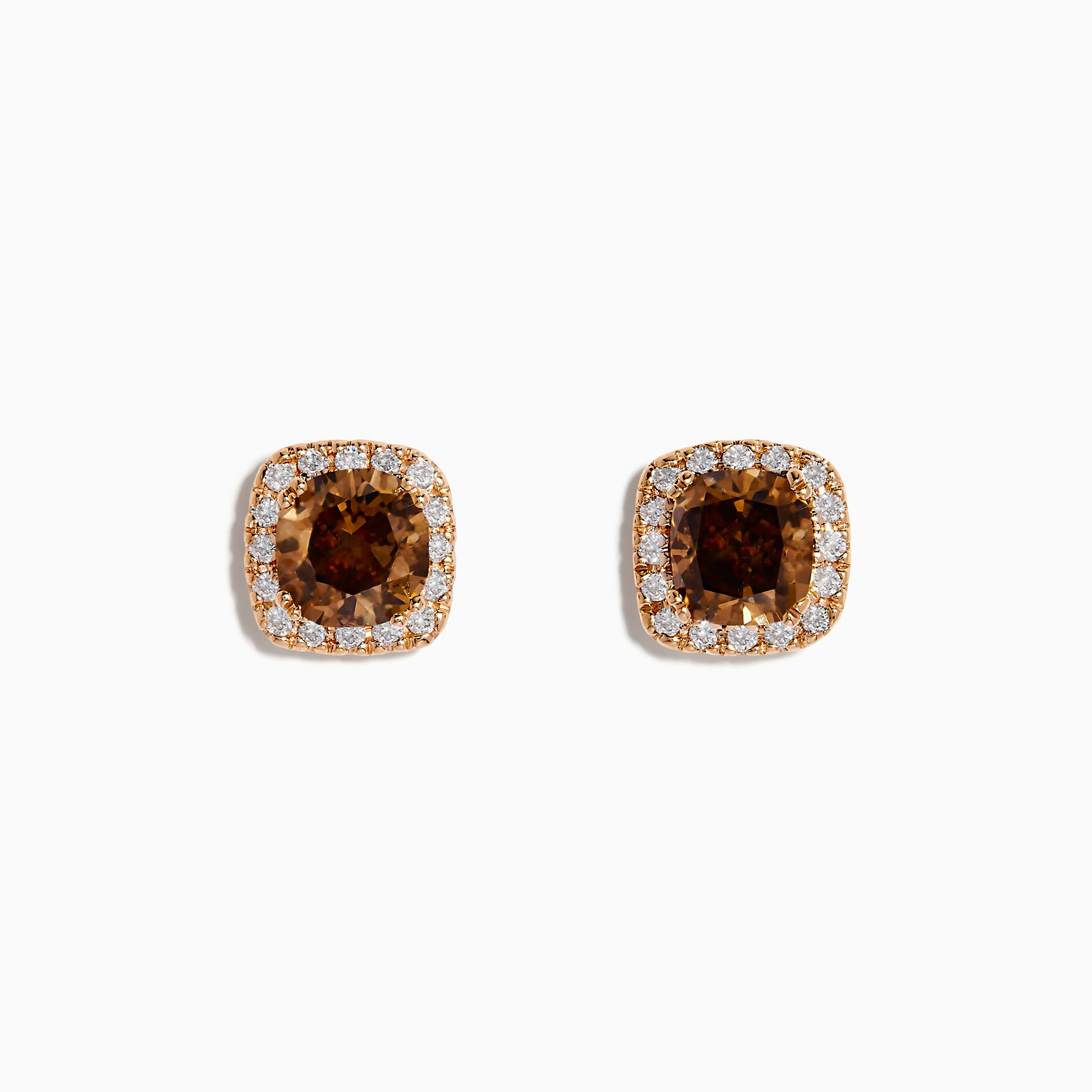 Espresso 14K Rose Gold Brown and White Diamond Stud Halo Earring | Effy Jewelry