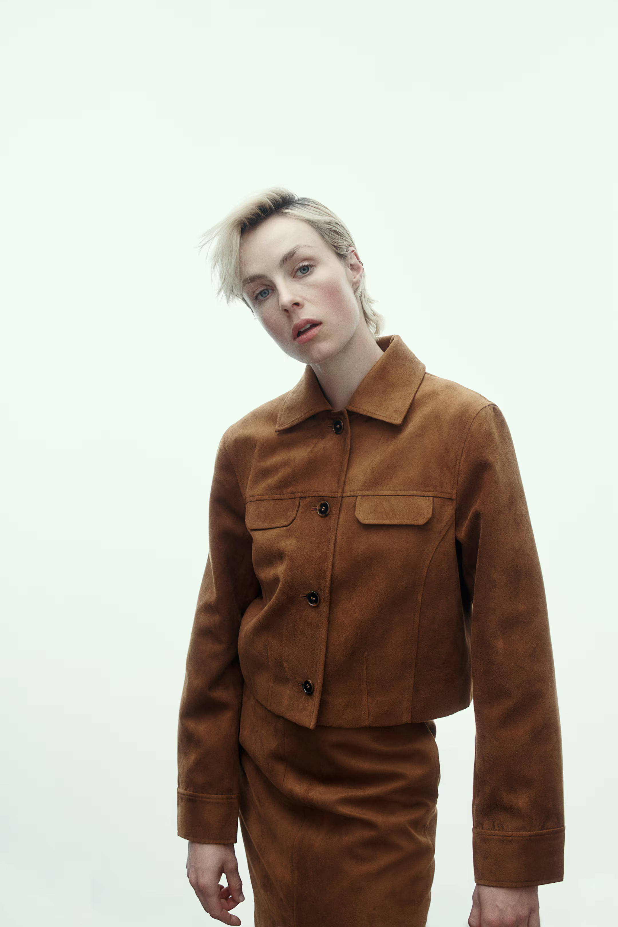 Napped jacket - Long sleeve - Short - Brown - Ladies | H&M GB | H&M (UK, MY, IN, SG, PH, TW, HK)