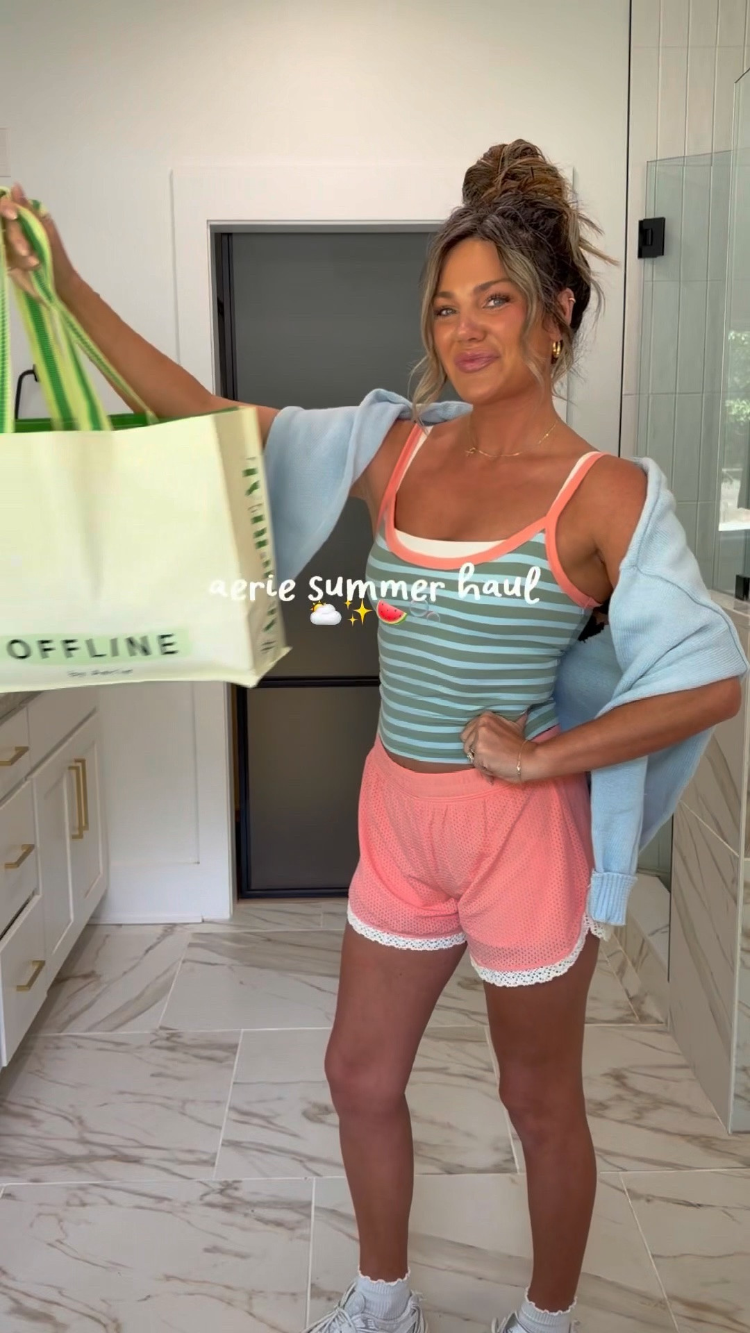 Tanks - small
Pink shorts - small
Burgundy - medium
Stripe shorts - medium
Stripe pullover - large
Blue shorts - medium
Blue top - small
Stripe oversized tee - medium

#aeriehaul

#LTKootd