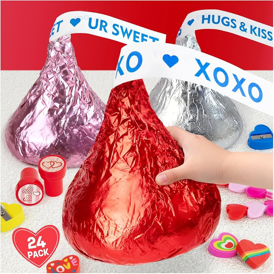 Valentines Day Gifts for Kids - 24 Pack Giant Chocolate-Shaped Stationery Set with Pencils Sticke... | Amazon (US)