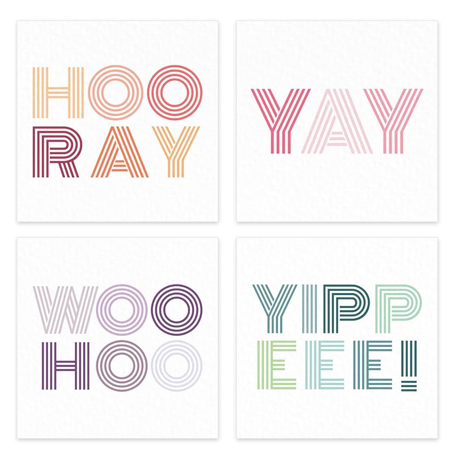 Yay Yippee Hooray Napkins / 48 Congratulatory Cocktail Napkin Set / 4 Stylish All Occasion Congra... | Amazon (US)