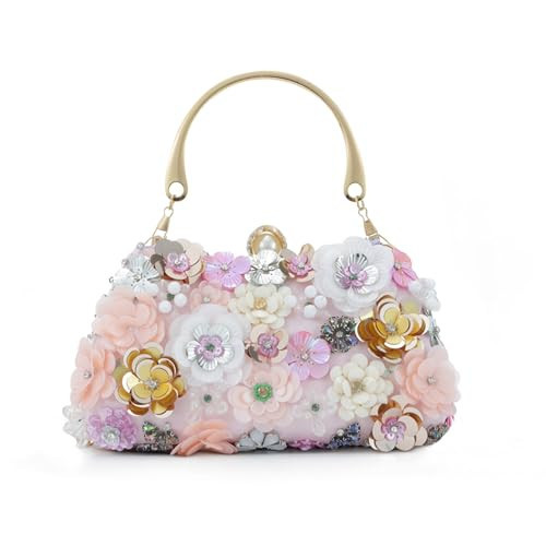 Fecialy Flower Clutch Purse Women 3D Floral Evening Handbags Chain Strap Shoulder Bag for Formal Party Bride Wedding | Amazon (US)