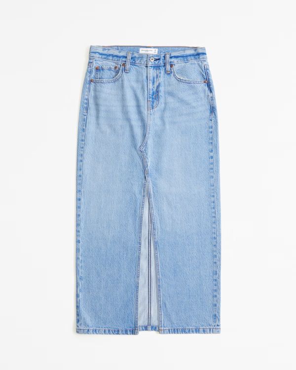 Low Rise Denim Maxi Skirt | Abercrombie & Fitch (US)