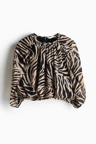 H & M - Chiffon Top - Beige/Zebra Print | H&M (US, CA, MX)