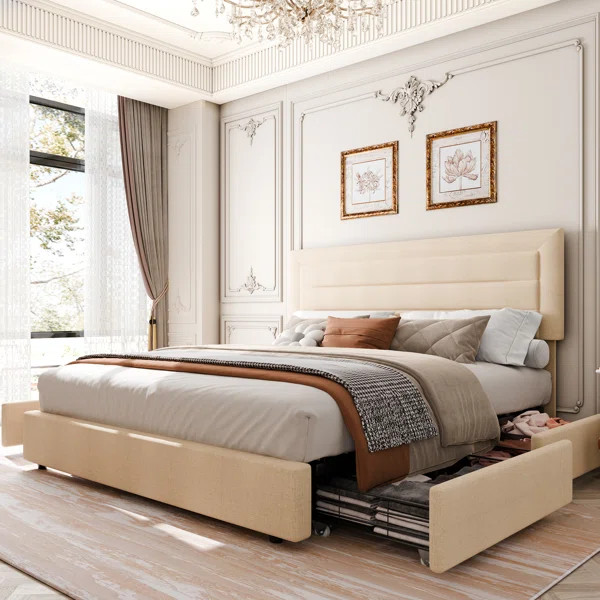 Moshier Upholstered Platform Bed with Four Drawers | Wayfair North America
