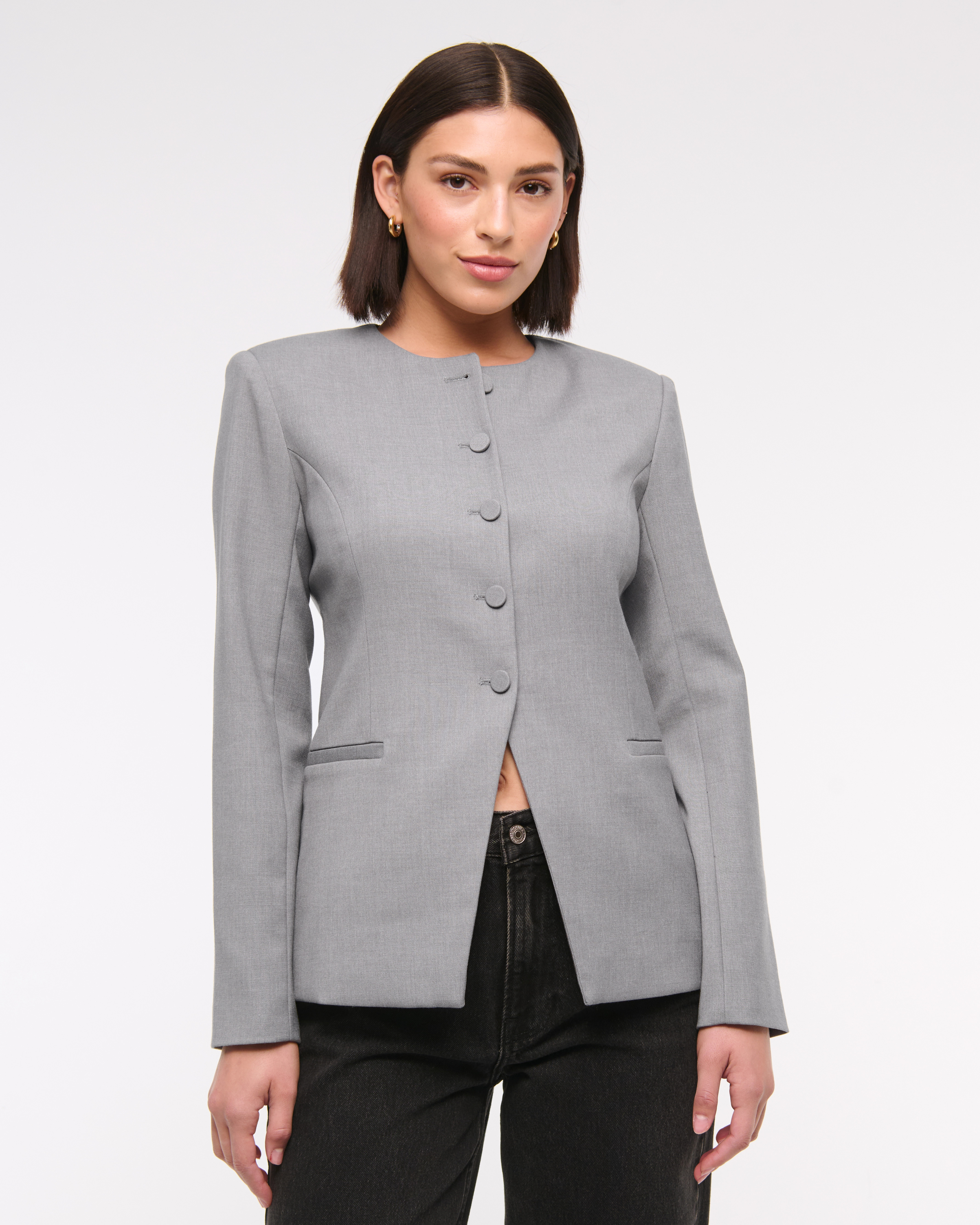 Collarless Suiting Blazer | Abercrombie & Fitch (US)