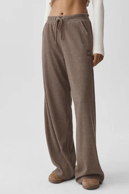 ALO | Muse Wide Leg Pants in Java Brown Heather, Size: 2XS | Alo Yoga