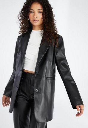 Oversized Faux Leather Blazer | JustFab