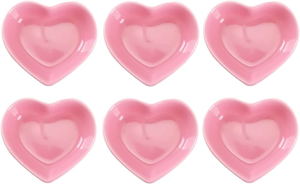 WHJY Pink Love Heart Shaped Ceramic Side Dish Bowl, Contemporary Porcelain Side Dishes Bowl, Seas... | Amazon (US)