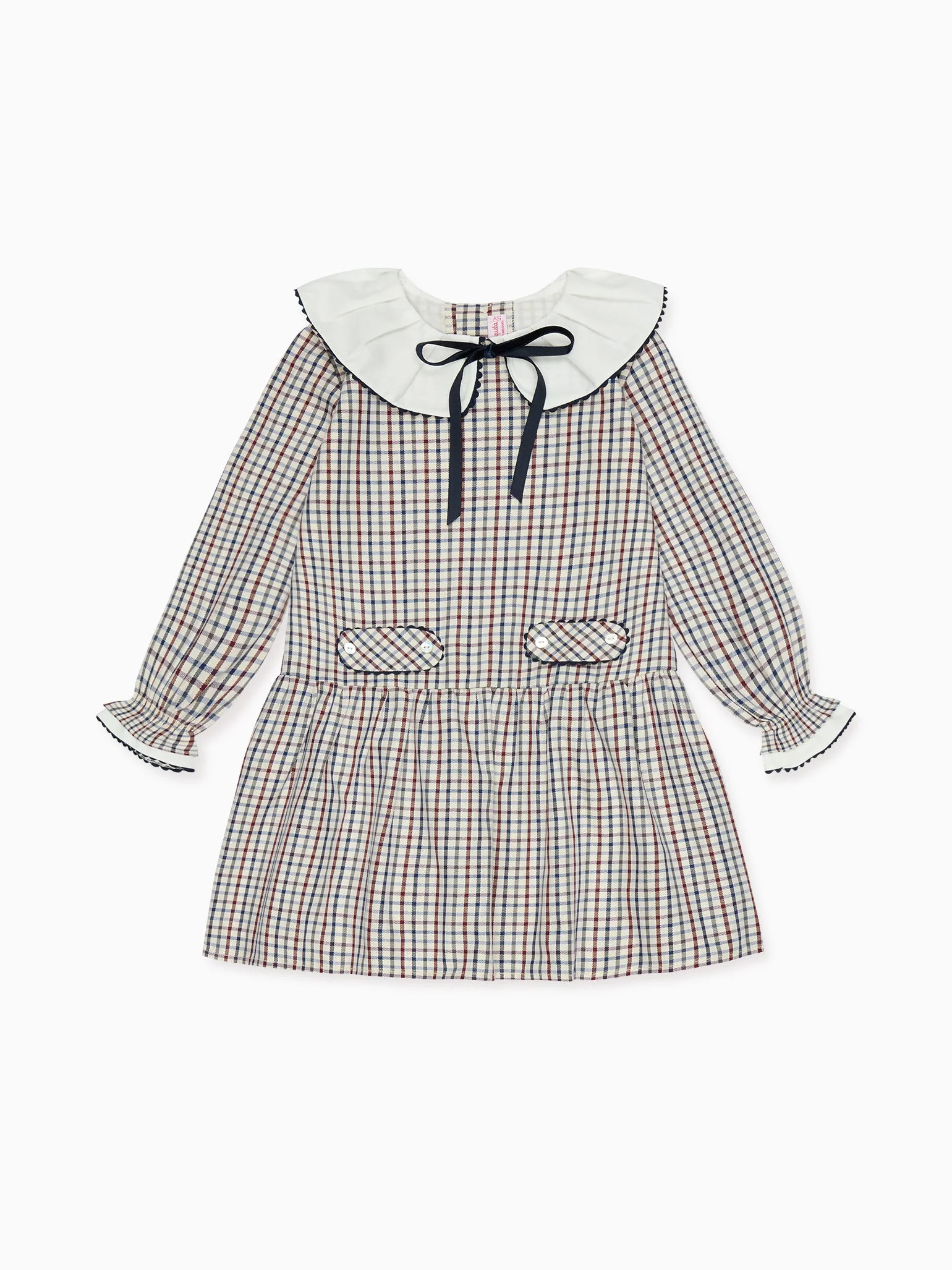 Burgundy Check Tessa Girl Dress | La Coqueta (US)