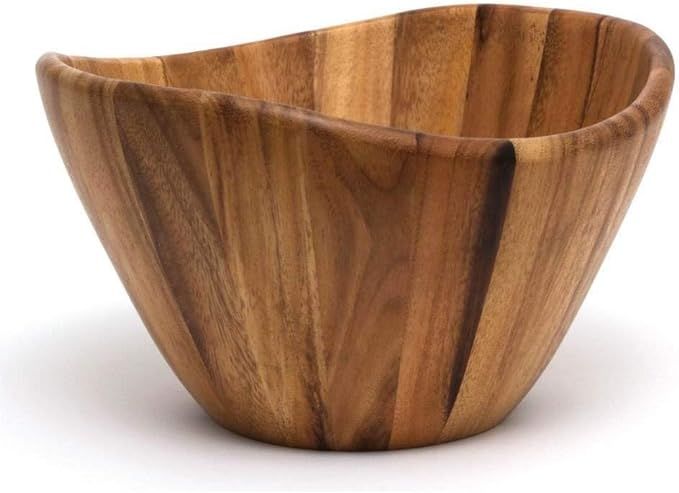 Lipper International Acacia Wave Serving Bowl for Fruits or Salads, Large, 12" Diameter x 7" Heig... | Amazon (US)