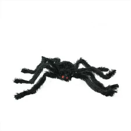 24" Black Fuzzy Spooky Spider with Red Eyes Halloween Table Top Decoration | Walmart (US)