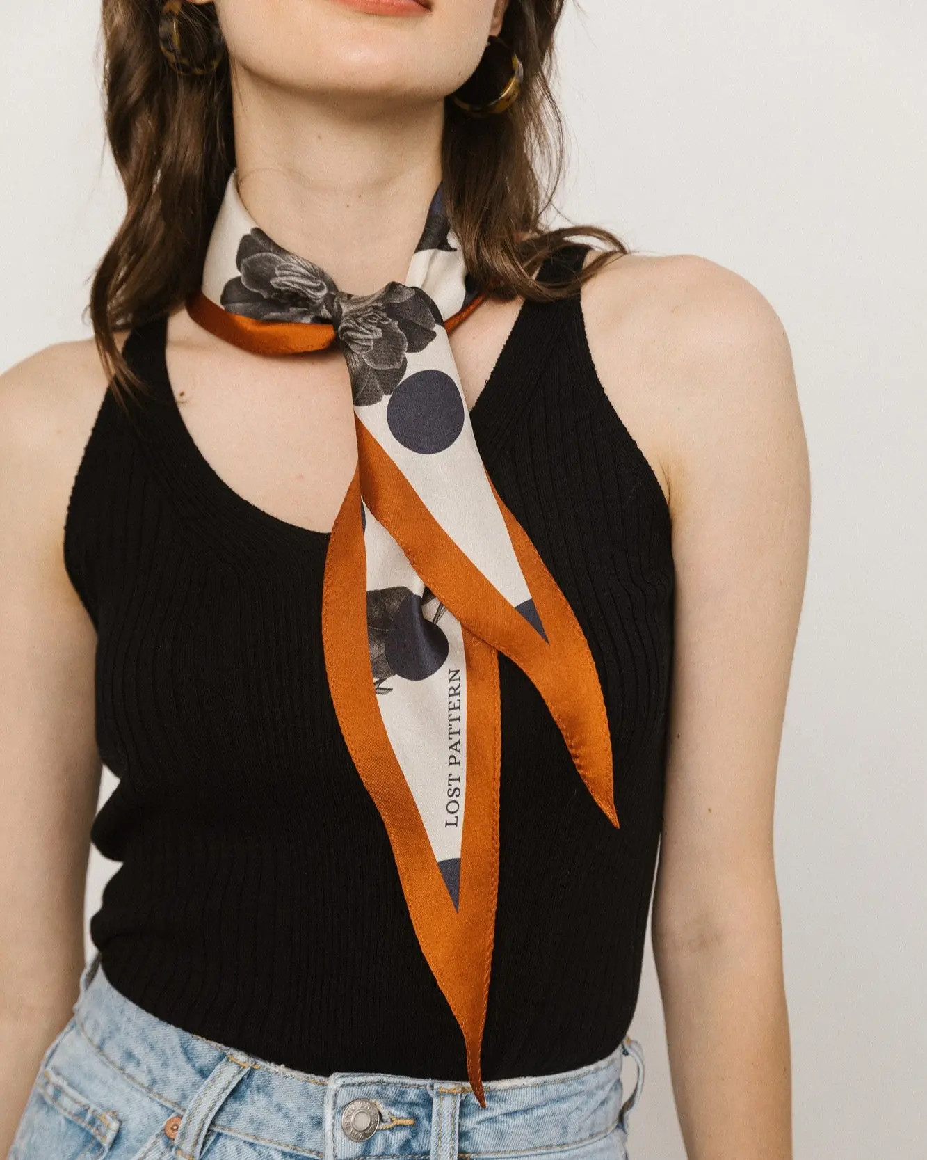 "Noir Floral" Silk Diamond Neckerchief (Women) | Nordstrom | Nordstrom