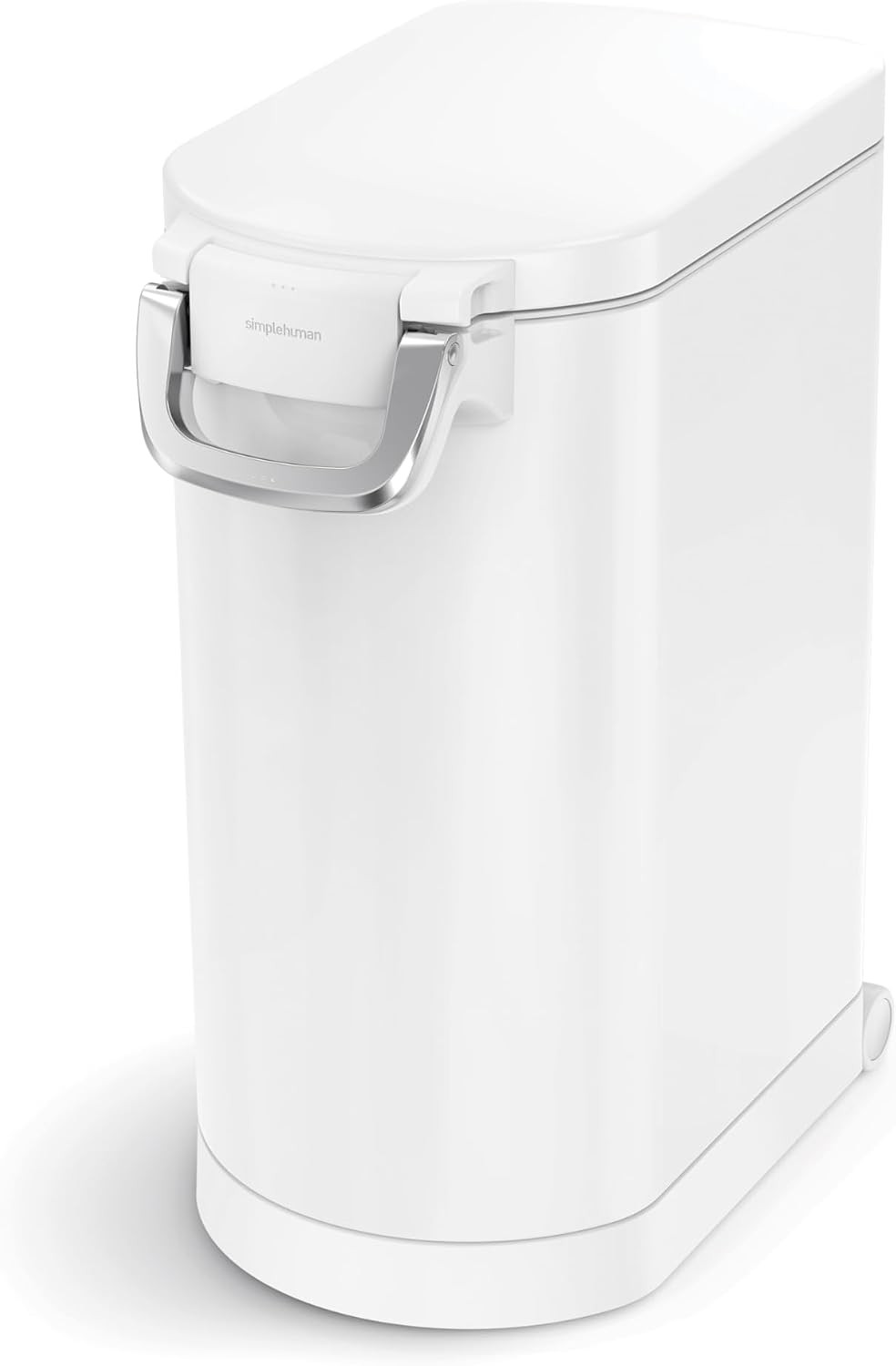 simplehuman Large Pet Food Storage Container, Holds 30-35 lb / 14-16 kg of Dry Dog Food, Cat Food, or Bird Seed, Airtight Lock-Tight Lid with Magnetic Scoop, BPA-Free, White Steel | Amazon (US)