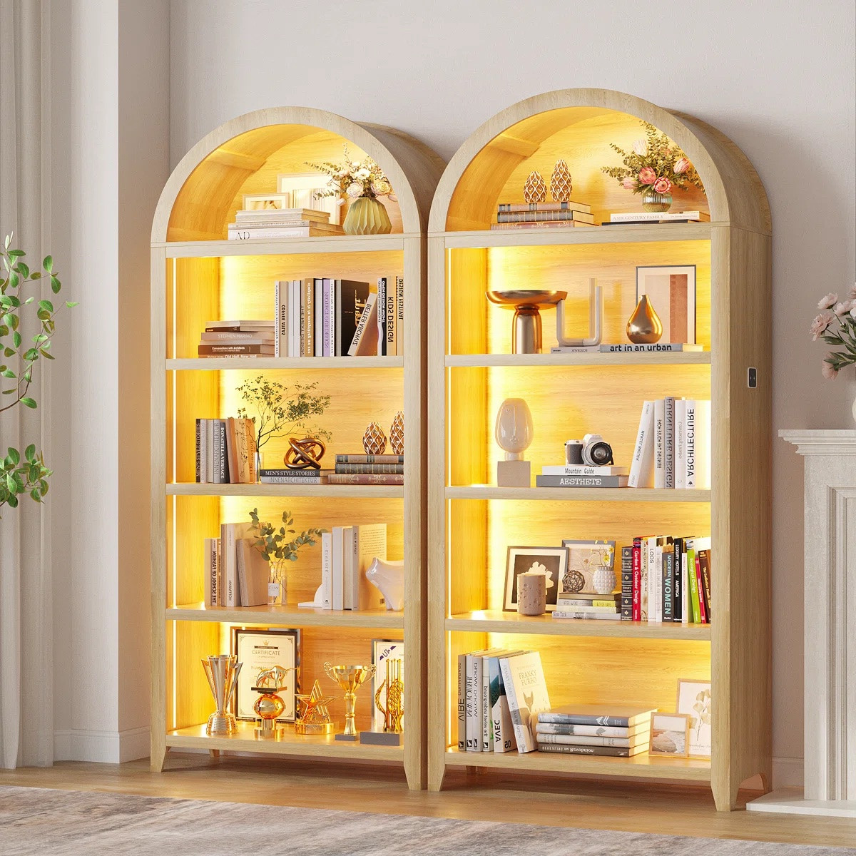 Get gallery-inspired with a set of 2 arched 5-shelf storage cabinets with tri-color sensor lighting. This bookcase set is modern, spacious, and perfect for display and organization. ON SALE and under $300, and available in multiple colors.

Keywords:

* arched storage cabinet
* display cabinet
* 5 shelf cabinet
* lighted cabinet
* glass display cabinet
* storage cabinet set
* modern cabinet
* shelving unit
* home organization
* living room decor
* dining room storage
* home styling
* interior design ideas
* apartment decor
* display styling
* home upgrade
* gallery inspired interiors
* european interior style
* modern luxury decor
* architectural design
* curated home aesthetic
* soft lighting decor
* editorial interiors
* refined living

#LTKHome #LTKSeasonal #LTKSaleAlert