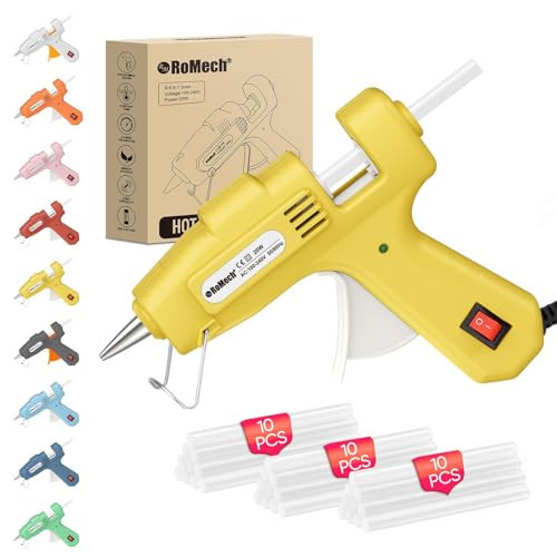 ROMECH 20W Mini Hot Glue Gun with 30 Glue Sticks Set, Fast Preheating Hot Glue Gun Kit Heavy Duty Gluegun for Craft, DIY, Repairs (Yellow) | Amazon (US)