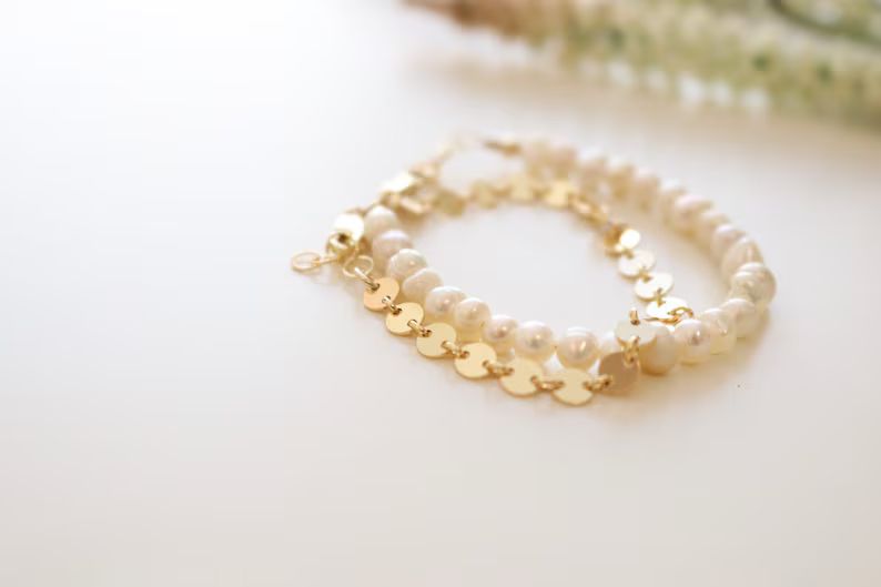 Pearl bracelet- Pearl beaded baby bracelet 14k gold filled findings | Etsy (US)