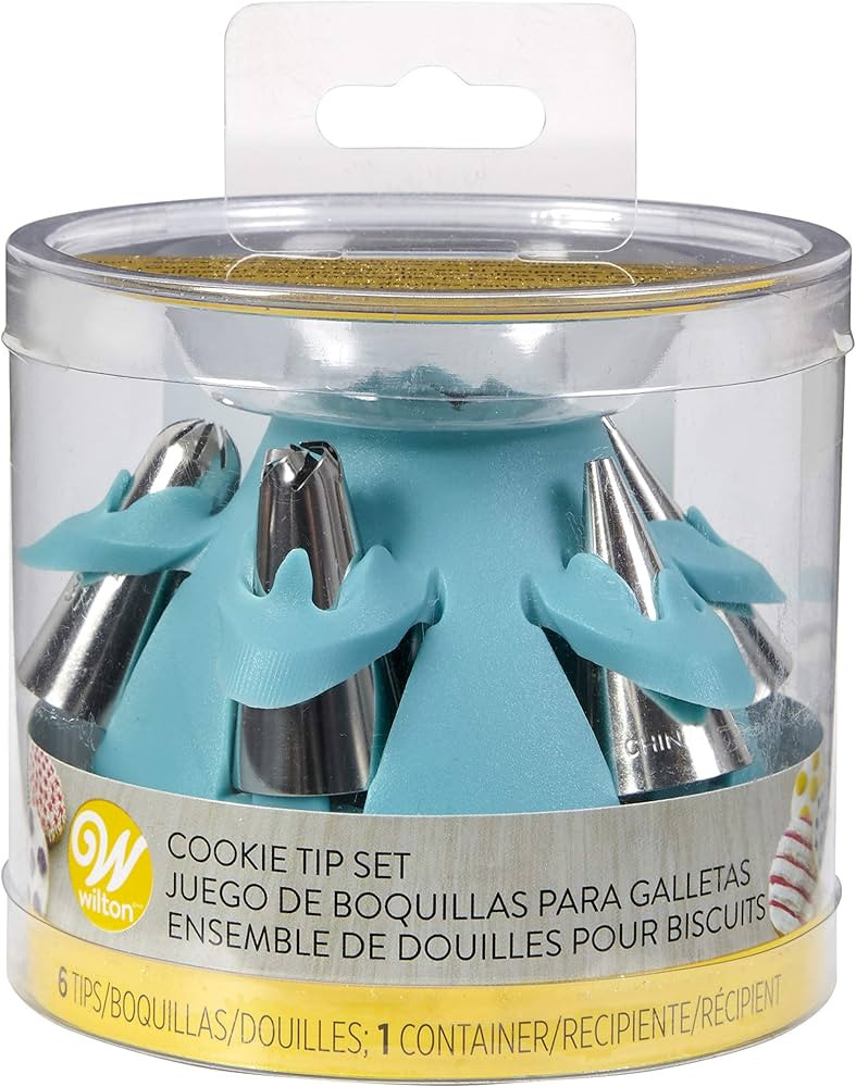 Wilton Biscuit/Cookie Piping Tip Set with Silicone Stand, Turquoise, 7 Piece | Amazon (US)