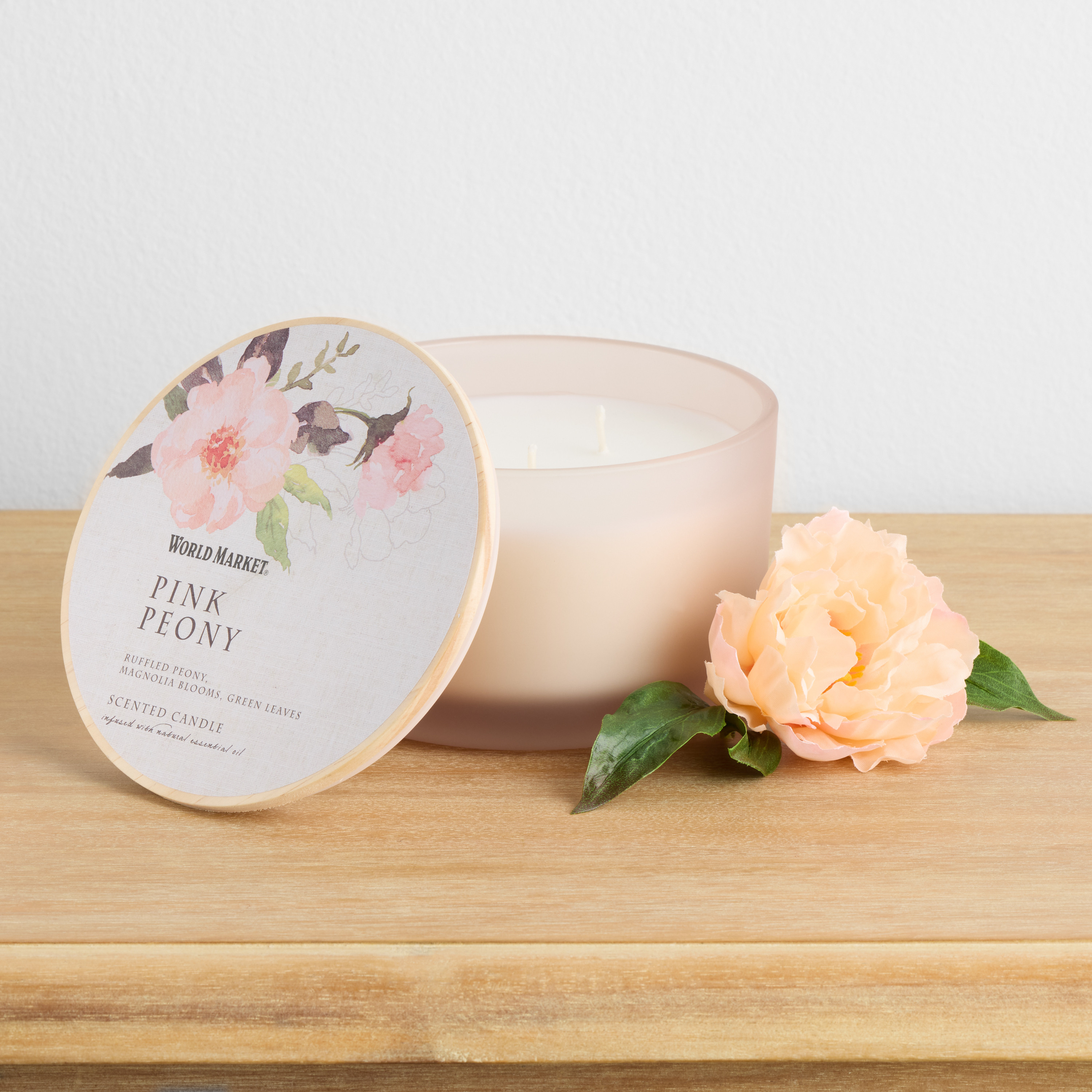 Botanical Pink Peony 3 Wick Scented Candle | World Market