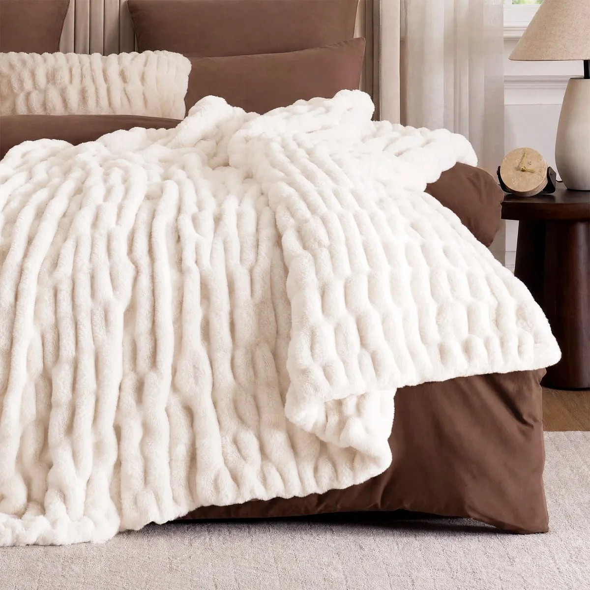 Ruched Chinchilla Faux Fur Throw Blanket | Wayfair North America
