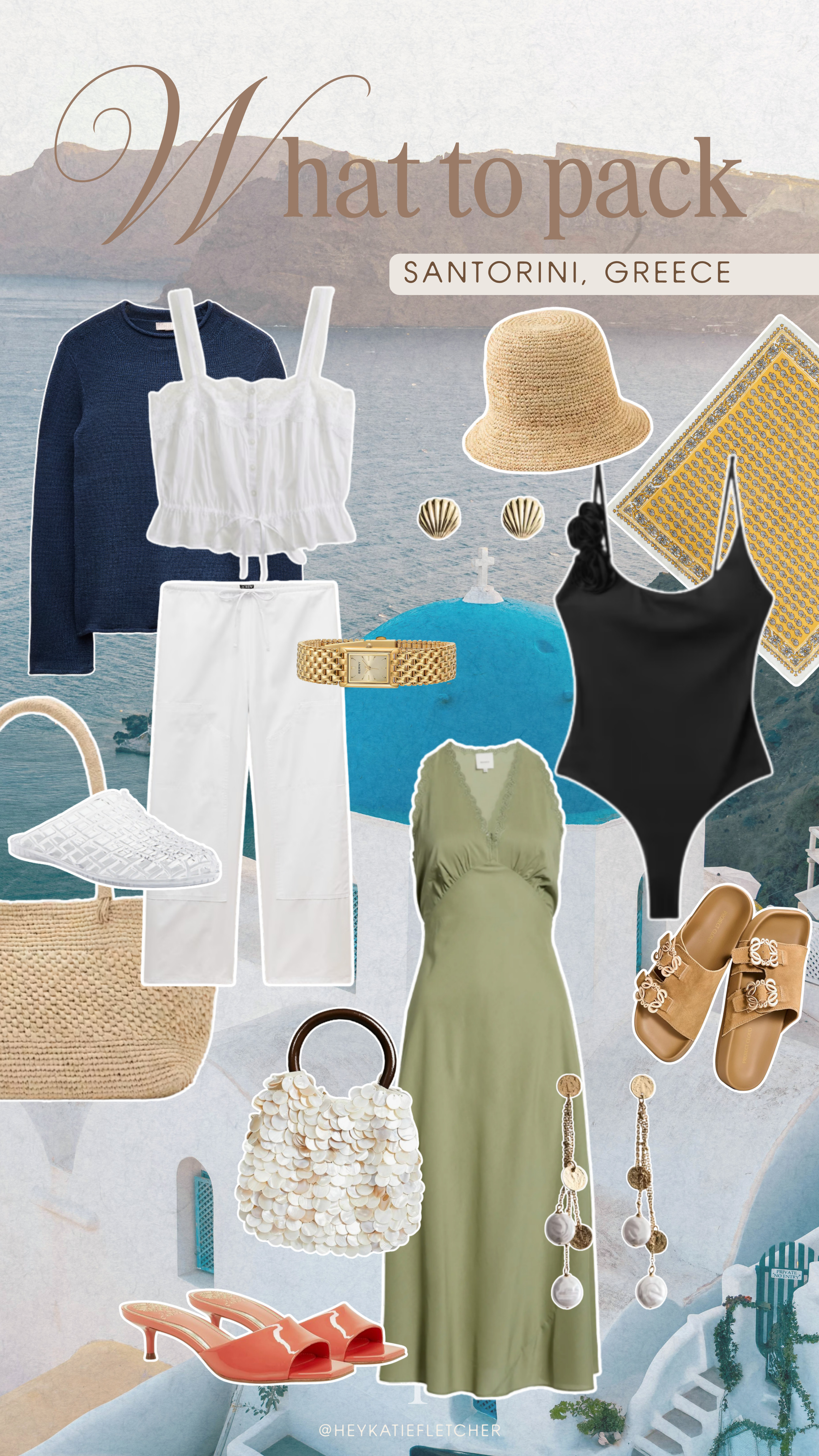 Here’s what I’d pack if I was heading to Greece this summer! Breathable fabric, light colors, straw textures. I’d keep the outfits neutral in color and add in a pop of gold through accessories. 

I always try to pack a day outfit, night outfit, comfortable pair of shoes, and swimsuit! 


Vacation Outfit Inspo, Santorini, European Summer, Style Tips, Seasonal Wear, Textures, Neutrals
 

#LTKSeasonal #LTKTravel #LTKgrwm