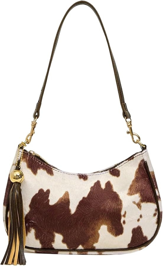 RoseSeek Women's Faux Fur Cow Print Shoulder Bag Retro Y2k Vintage Handbags | Amazon (US)