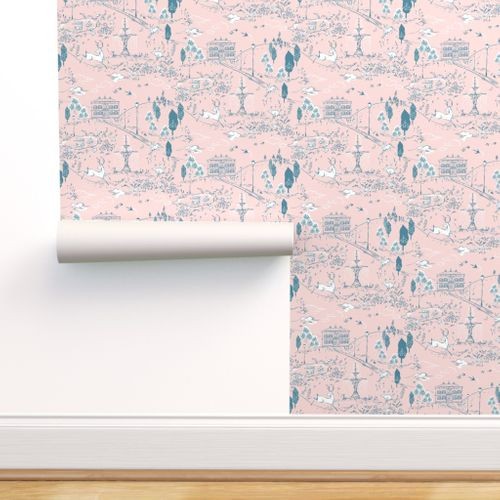 Wallpaper Le Parc Toile (blush) | Spoonflower