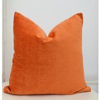 Orange Pillow Cover , Velvet Cover, Orange Cushion | Etsy (US)