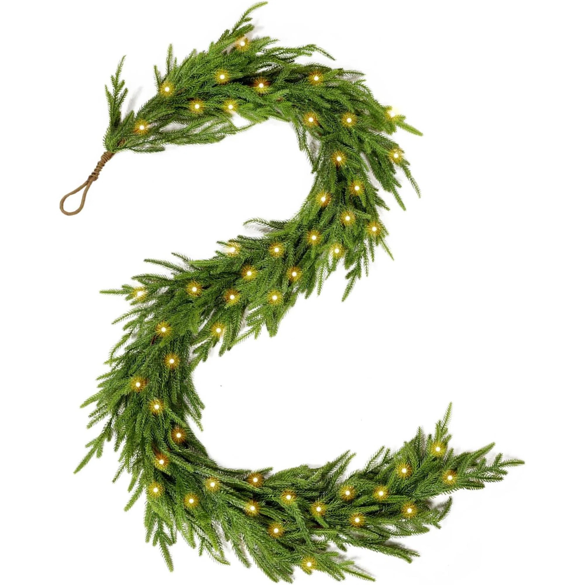 Pre-Lit Real Touch Norfolk Pine Prelit Christmas Garland, Winter Greenery Garland For Christmas, ... | Wayfair North America