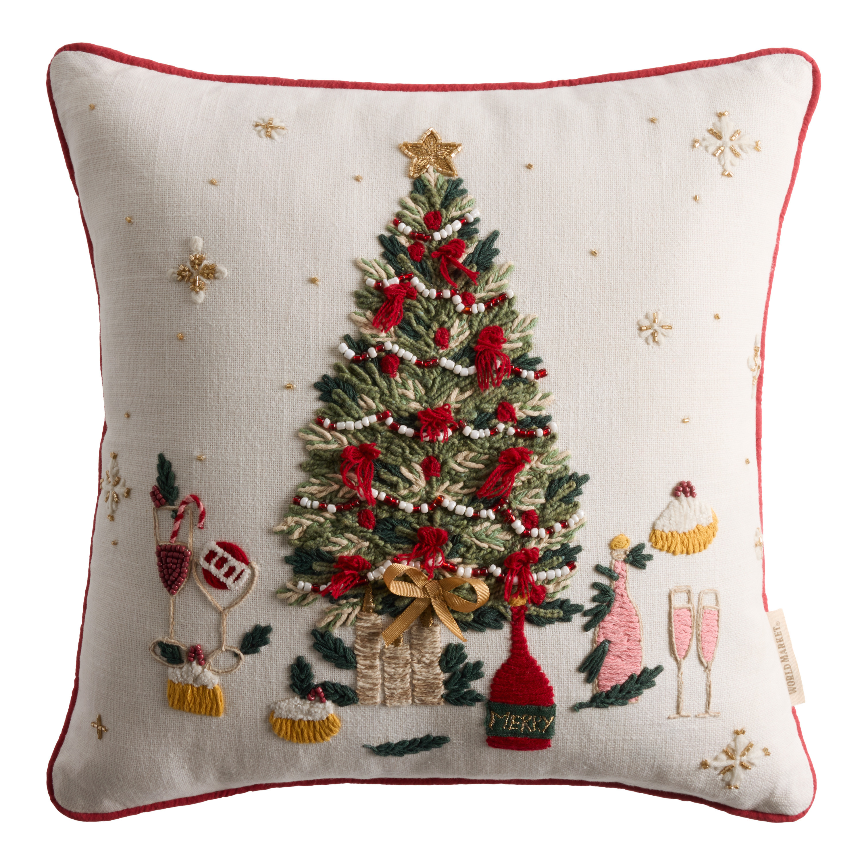 Multicolor Celebration Tree Applique Throw Pillow | World Market