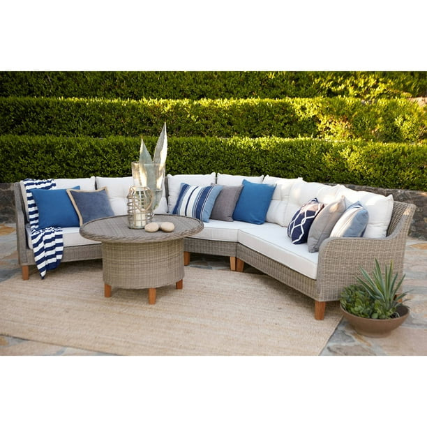Incadozo 4-Piece Sectional Set, Light Brown with Beige Cushions | Walmart (US)