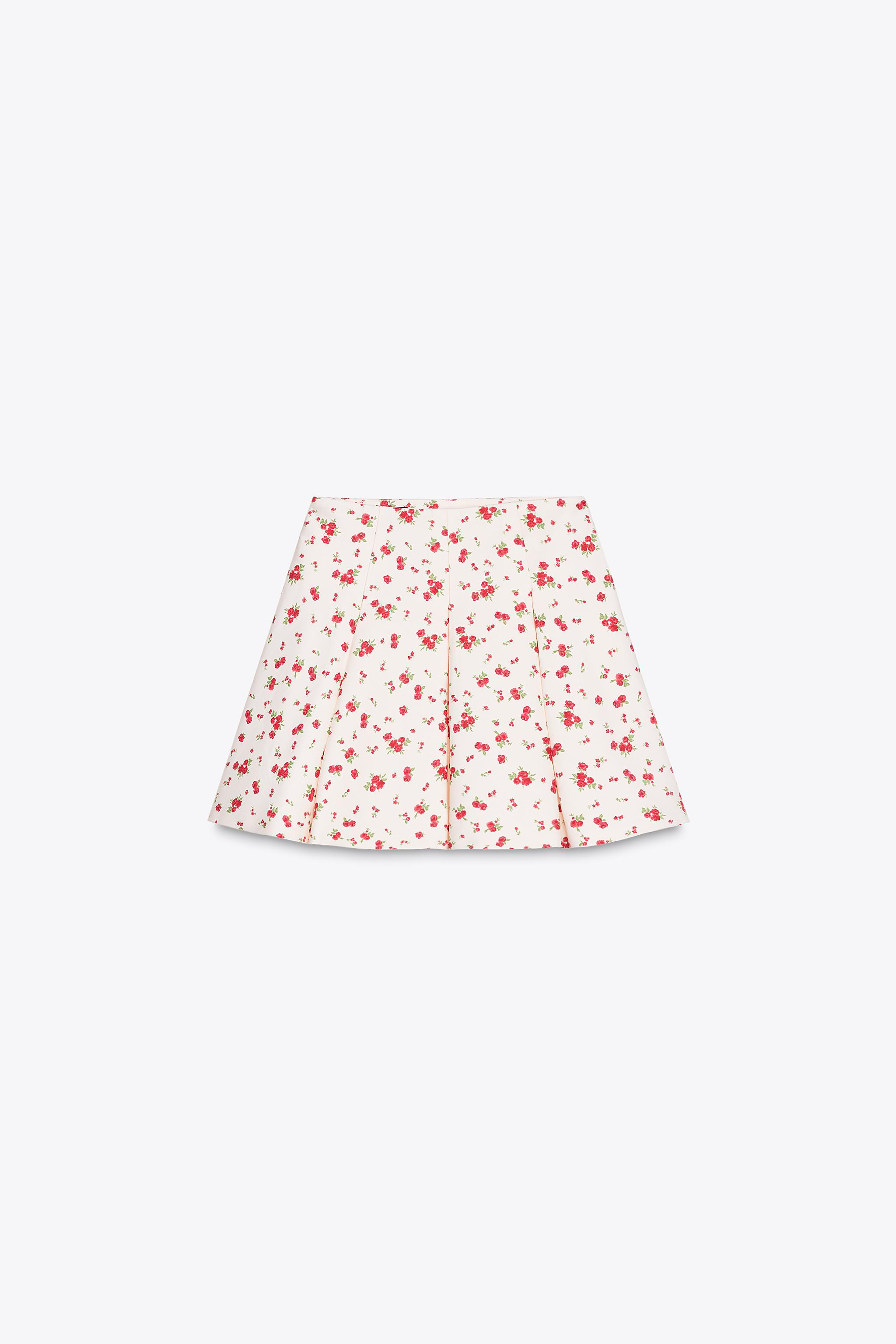FLORAL BOX PLEAT MINI SKIRT | Zara US