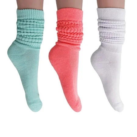 Slouch Socks Colorful Slouchy Scrunch Knee Socks Shoe Size 5-10 (Mint-Neon Pink-White) | Walmart (US)