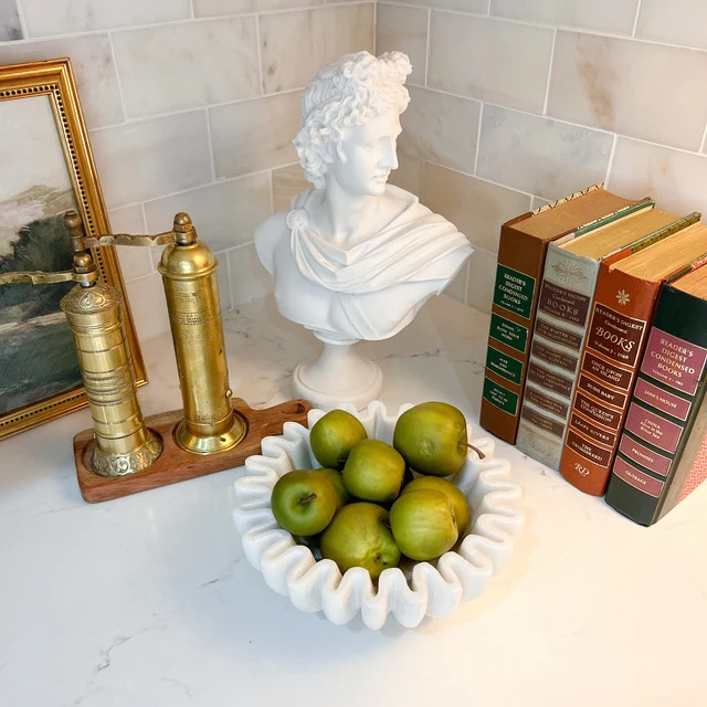 HandCrafted Marble Ruffle Bowl /Antique Scallop Bowl/ Fruit Bowl/ Vintage Ring Dish/ Decorative F... | Etsy (US)