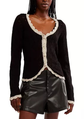 Free People Women's Adelene Cardigan, Black, XS | Belk