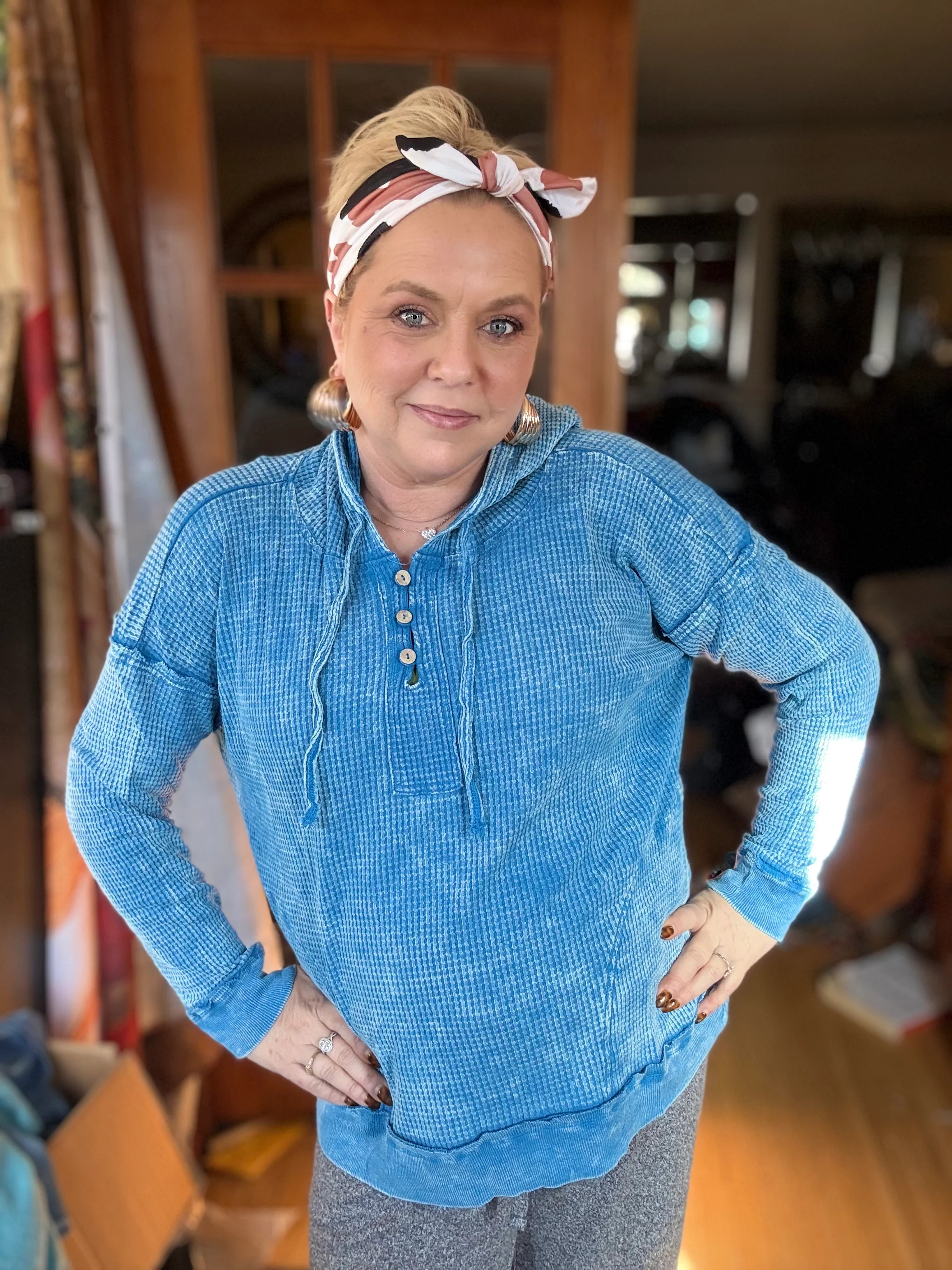 Grace Hooded Top- Ocean Blue | Statement Boutique