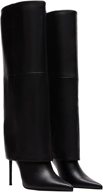 Femflame Fold Over Knee High Boots - Wide Calf, Pointed Toe Stiletto Heel, Tall Boots | Amazon (US)