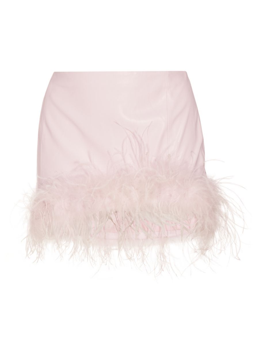 Magnolia Feather-Trim Faux Leather Miniskirt | Saks Fifth Avenue