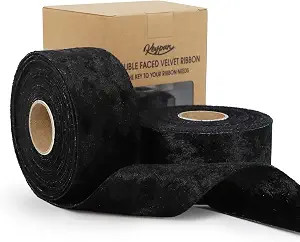 Keypan Black Velvet Ribbon for Halloween 1-1/2 inch Wide Double-Sided Glossy Fabric Ribbons for C... | Amazon (US)