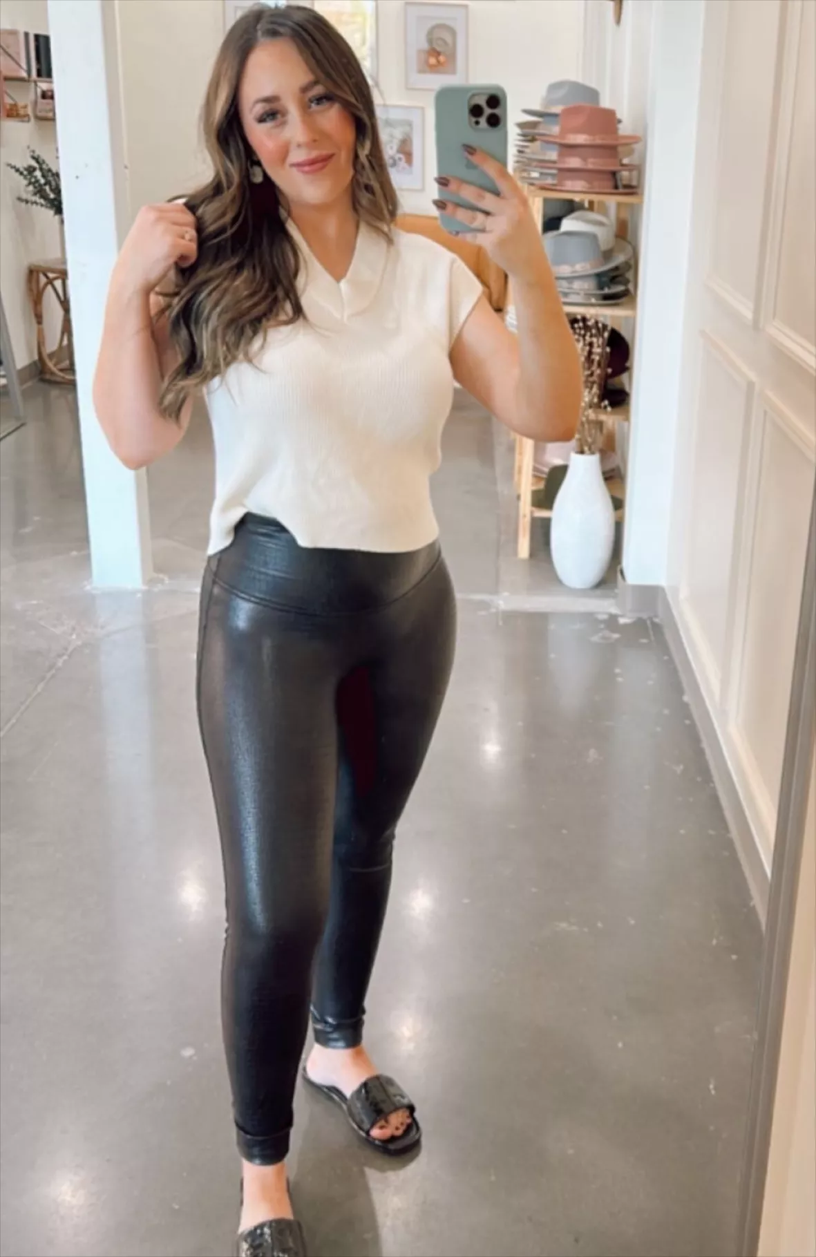 Faux Leather Croc Shine Leggings curated on LTK