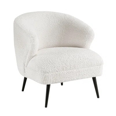 Luxury Beige Boucle Accent Chair For Living Space, High - Density Foam, Plywood Construction, Attached Back Cushion, Black Metal Legs In Room, Foam Se | Wayfair North America