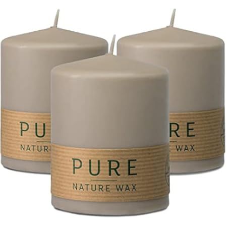 Hyoola Pure Natural Pillar Candles - Made of 100% Natural Wax - Paraffin Free - 2.3 x 3.5 Inch - Tau | Amazon (US)