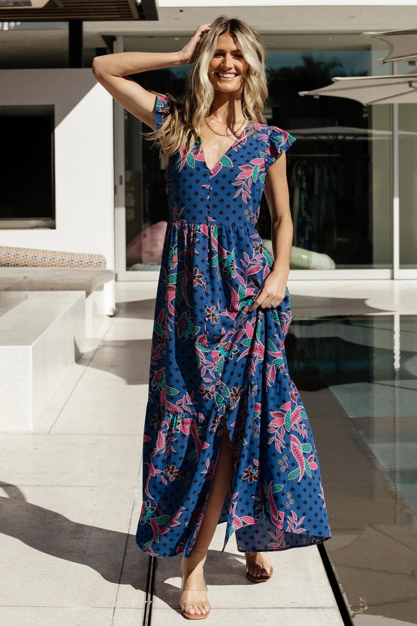 Biscayne Maxi Dress | Indigo Print | Baltic Born