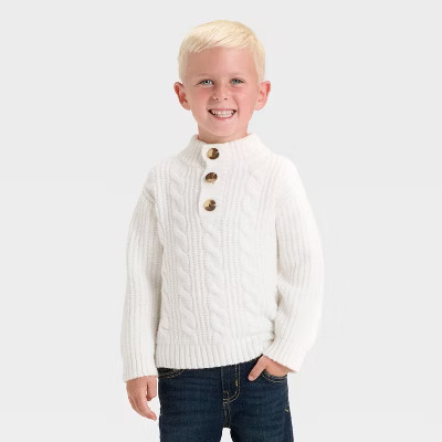 Toddler Boys' Mockneck Knit Sweater - Cat & Jack™ Cream 18M | Target